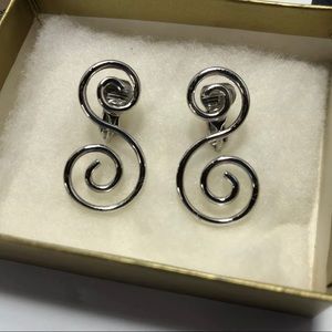 Vintage 1977 Avon Clip-On Earrings Spun Swirls NEW Old Stock In Original Box.